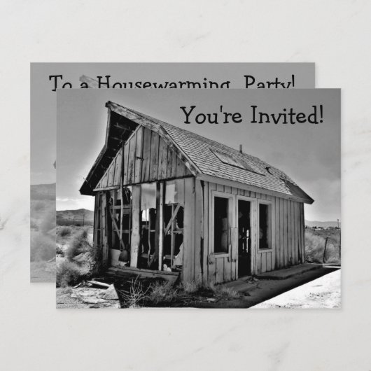 Grappige housewarming shack uitnodigingen (Voorkant / Achterkant)