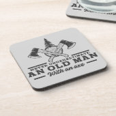 Grappige houthakker citaat oude Man bijl Bier Onderzetter (Linkerzijde)