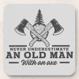 Grappige houthakker citaat oude Man bijl Bier Onderzetter