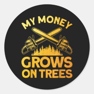 Grappige houthakker kunst voor mannen boomsnijder  ronde sticker