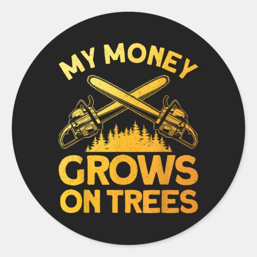 Grappige houthakker kunst voor mannen boomsnijder  ronde sticker (Voorkant)