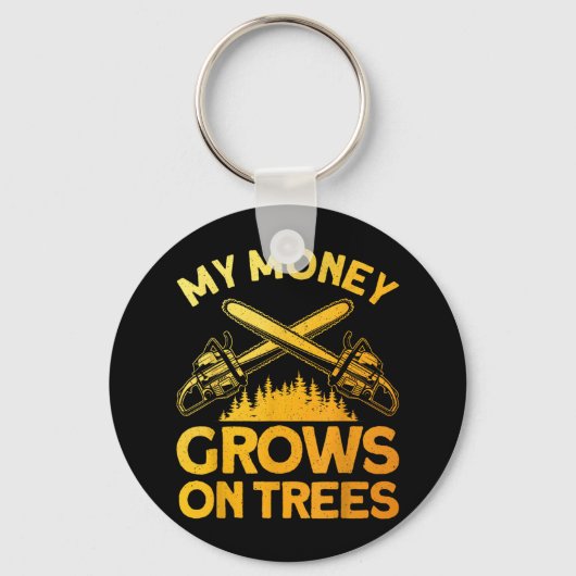 Grappige houthakker kunst voor mannen boomsnijder  sleutelhanger (Voorkant)