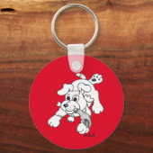 Grappige houtskool potlood hond tekening hand in m sleutelhanger (Achterkant)