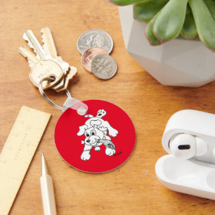 Grappige houtskool potlood hond tekening hand in m sleutelhanger