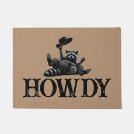 Grappige Howdy Wasbeer met Cowboyhoed en Laarzen Deurmat