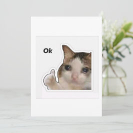 Grappige Huilende Kat Duim Omhoog Meme Sticker - O Kaart