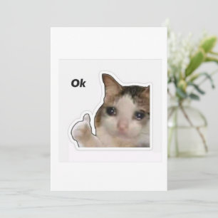Grappige Huilende Kat Duim Omhoog Meme Sticker - O Kaart