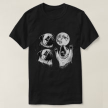 Grappige Huilende Pug Maan Vintage Hemelse Honden 