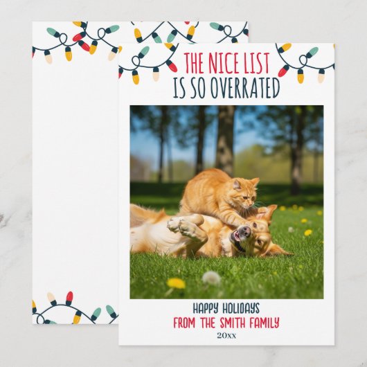 Grappige huisdier foto leuke lijst overschat kerst feestdagenkaart (Voorkant / Achterkant)