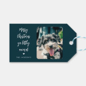 Grappige huisdier foto vrolijk kerstfeest cadeaulabel (Voorkant (Horizontaal))