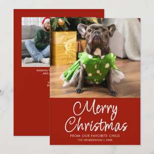 Grappige huisdier foto vrolijk kerstgezin feestdagenkaart