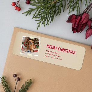 Grappige huisdier goud retriever foto hond kerst etiket
