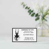 Grappige huisdier groomer kat in bad zwart wit visitekaartje (Staand voorkant)