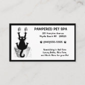 Grappige huisdier groomer kat in bad zwart wit visitekaartje (Voorkant)