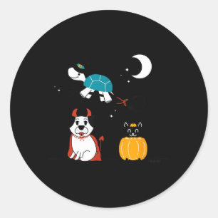 Grappige huisdier Halloween kostuums hond zwarte k Ronde Sticker