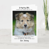 Grappige huisdier sitter aangepaste hond foto dank bedankkaart (Voorkant)