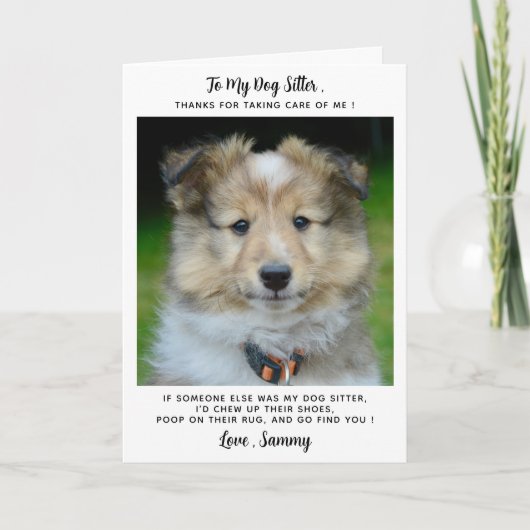 Grappige huisdier sitter aangepaste hond foto dank bedankkaart (Voorkant)