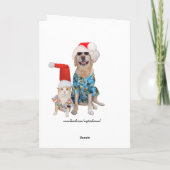 Grappige Huisdieren Hawaiian / Surfer Kerstmis Feestdagen Kaart (Achterkant)
