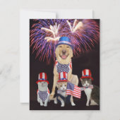 Grappige huisdieren op 4 juli uitnodiging (Voorkant)