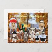  Grappige Huisdieren Pelgrims en Indianen Feestdagenkaart (Voorkant / Achterkant)