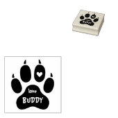 Grappige huisdierenhond naam pootafdruk hart & han rubberstempel (Gestempeld)