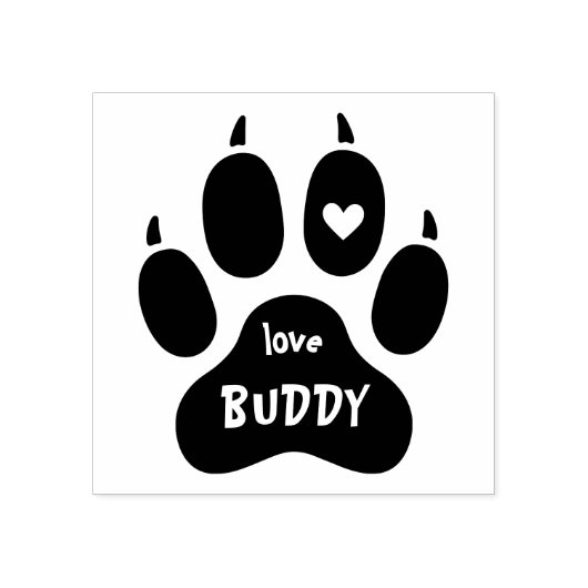 Grappige huisdierenhond naam pootafdruk hart & han rubberstempel (Afrduk)
