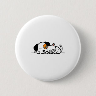 Grappige huisdierenliefhebber - Mooie kat en hond Ronde Button 5,7 Cm