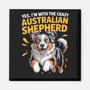 Grappige huisdierhond met de gek Australische herd Magneet
