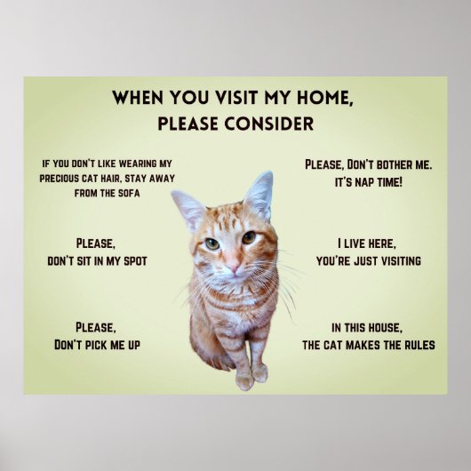 Grappige huisregels (gepersonaliseerd met kattenfo poster (Voorkant)