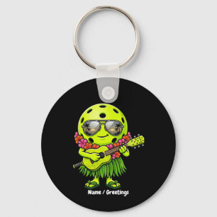 Grappige Hula Pickleball Hawaiiaanse Mascotte Graf Sleutelhanger