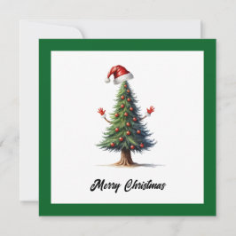 Grappige Humor Cartoon Vrolijke kerstboom Ballen Feestdagenkaart