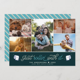 Grappige humor Covid Toiletpapier Fotocollage Feestdagenkaart