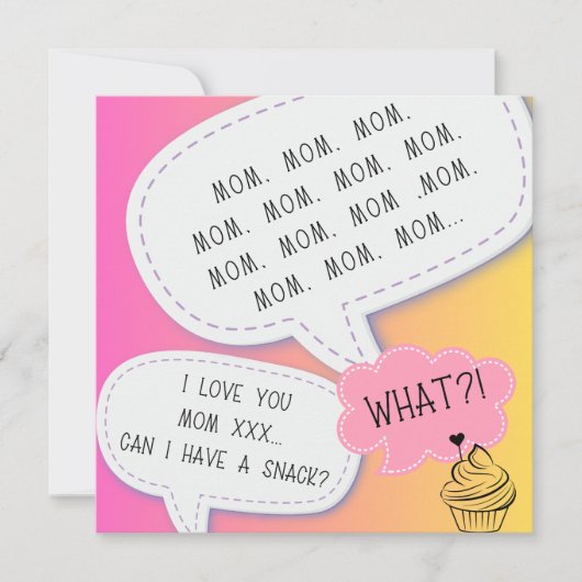grappige humor cupcake mam ROZE moeder dag Feestdagenkaart (Voorkant)