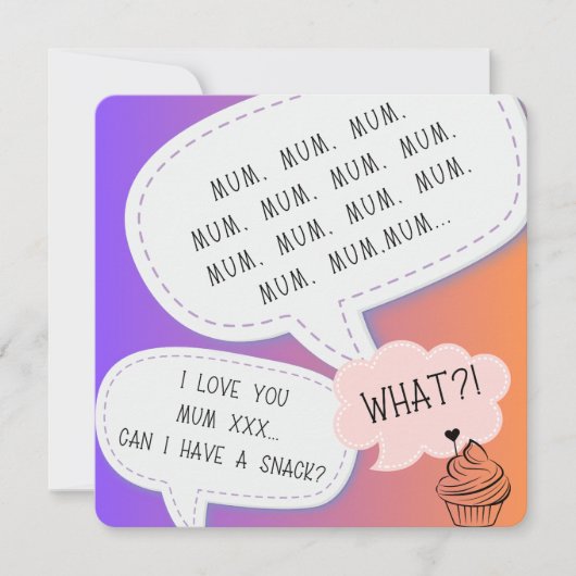 grappige humor cupcake MUM paarse moederdag Feestdagenkaart (Voorkant)