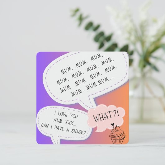grappige humor cupcake MUM paarse moederdag Feestdagenkaart (Staand voorkant)