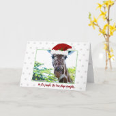 Grappige Humor Giraffe Rood Pet Groene Grens Xmas Kaart (Gele Bloem)