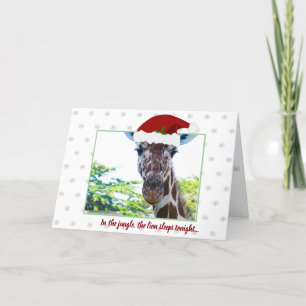 Grappige Humor Giraffe Rood Pet Groene Grens Xmas Kaart