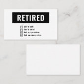 Grappige humor met pensioen Niet mijn probleem Gra Visitekaartje (Voorkant / Achterkant)