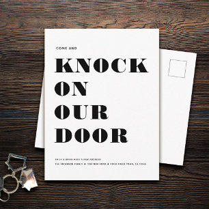 Grappige Humor Nieuw Adres Eenvoudige Minimalistis Aankondigingskaart