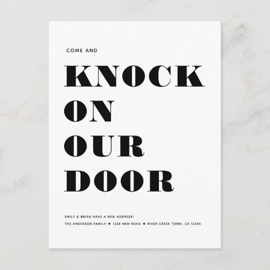 Grappige Humor Nieuw Adres Eenvoudige Minimalistis Aankondigingskaart (Voorkant)