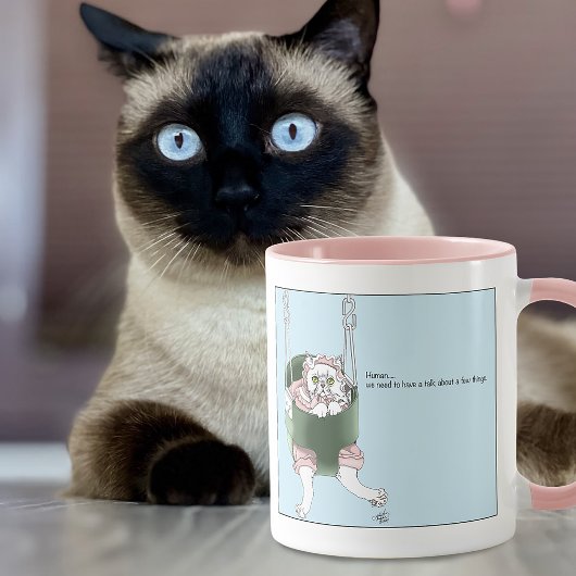 Grappige humor over katteneigenaren beoordeling mok