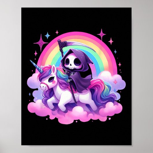 Grappige Humor Rainbow Gothic Grim Reaper Rijden U Poster (Voorkant)