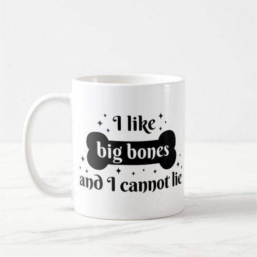 Grappige Humor Speelse Bold Zwarte Bone Lettering Koffiemok (Links)