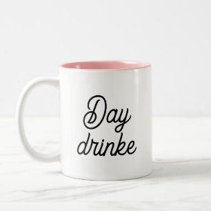 Grappige humor trendy typografie dagdrinker tweekleurige koffiemok