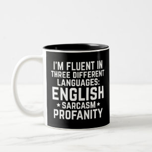 Grappige humor vloeiend Engels vloeken sarcasme ca Tweekleurige Koffiemok