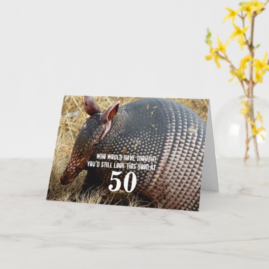 grappige humor voor armadillo - verjaardagskaart kaart (Gele Bloem)