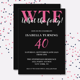 Grappige humoristische 40e verjaardag WTF zwart &  Kaart