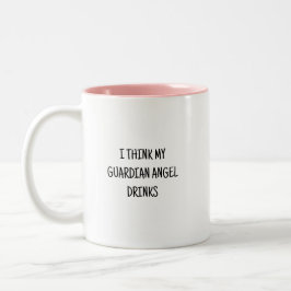 Grappige Humoristische Beschermengel Drinkt Quote Tweekleurige Koffiemok