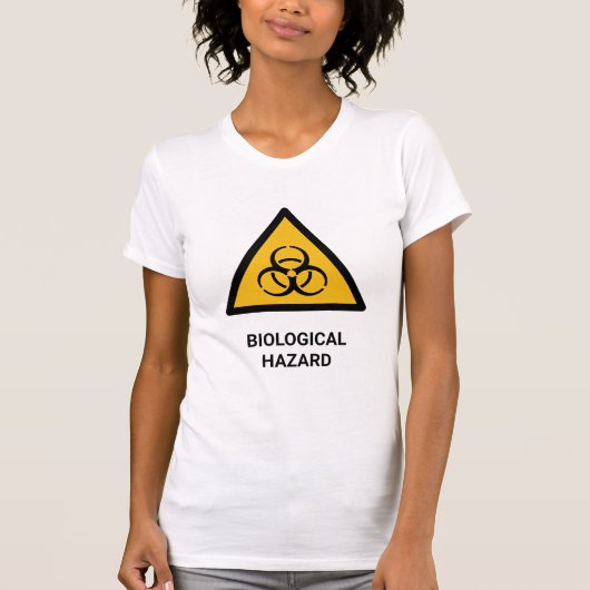 Grappige Humoristische Biologische Gevaar ISO 7010 T-shirt (Voorkant)