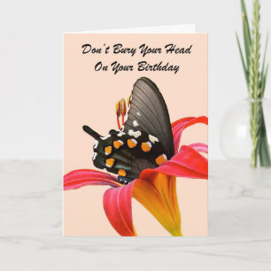 Grappige, humoristische Butterfly Birthday Kaart